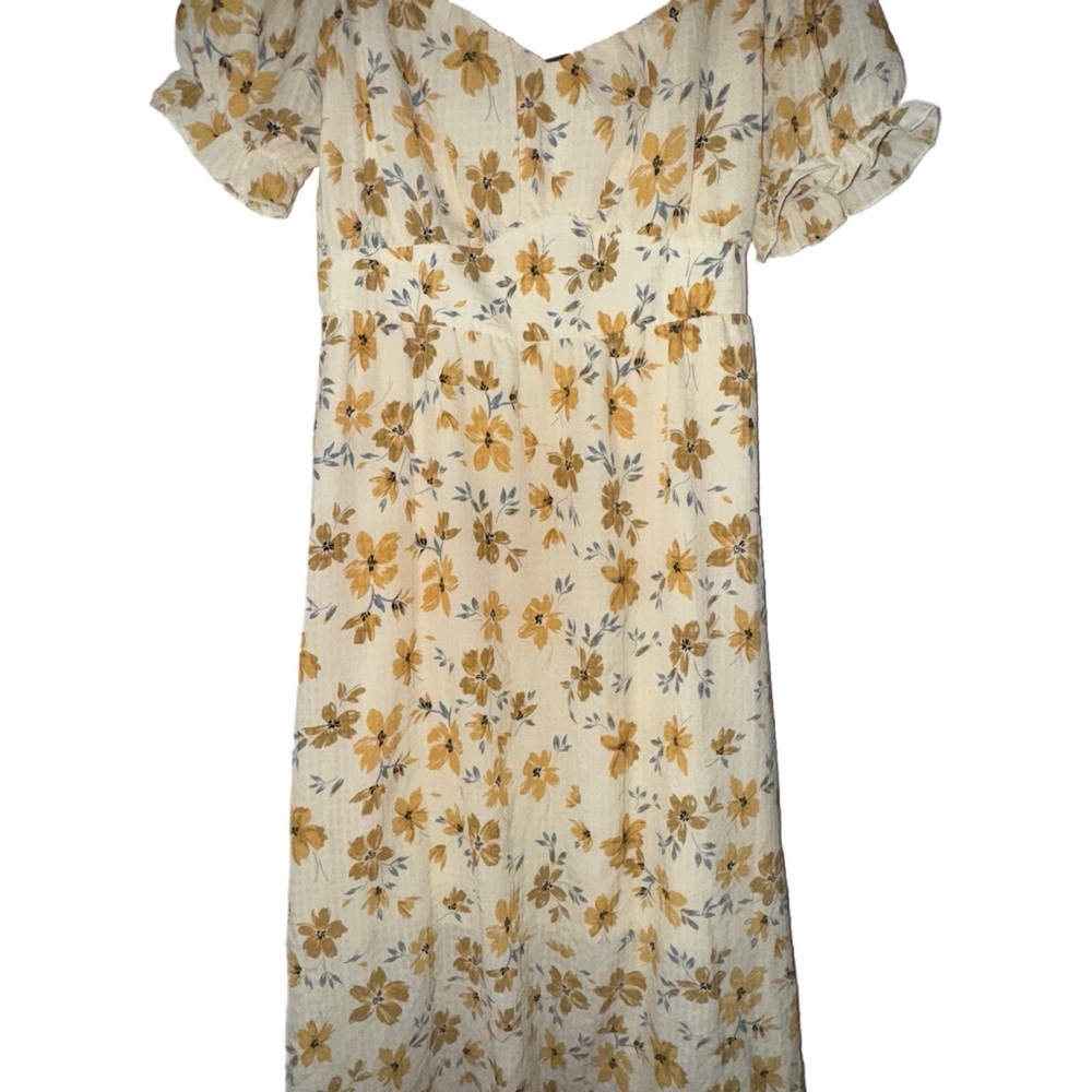 Simplee Floral Puff Sleeve Dress